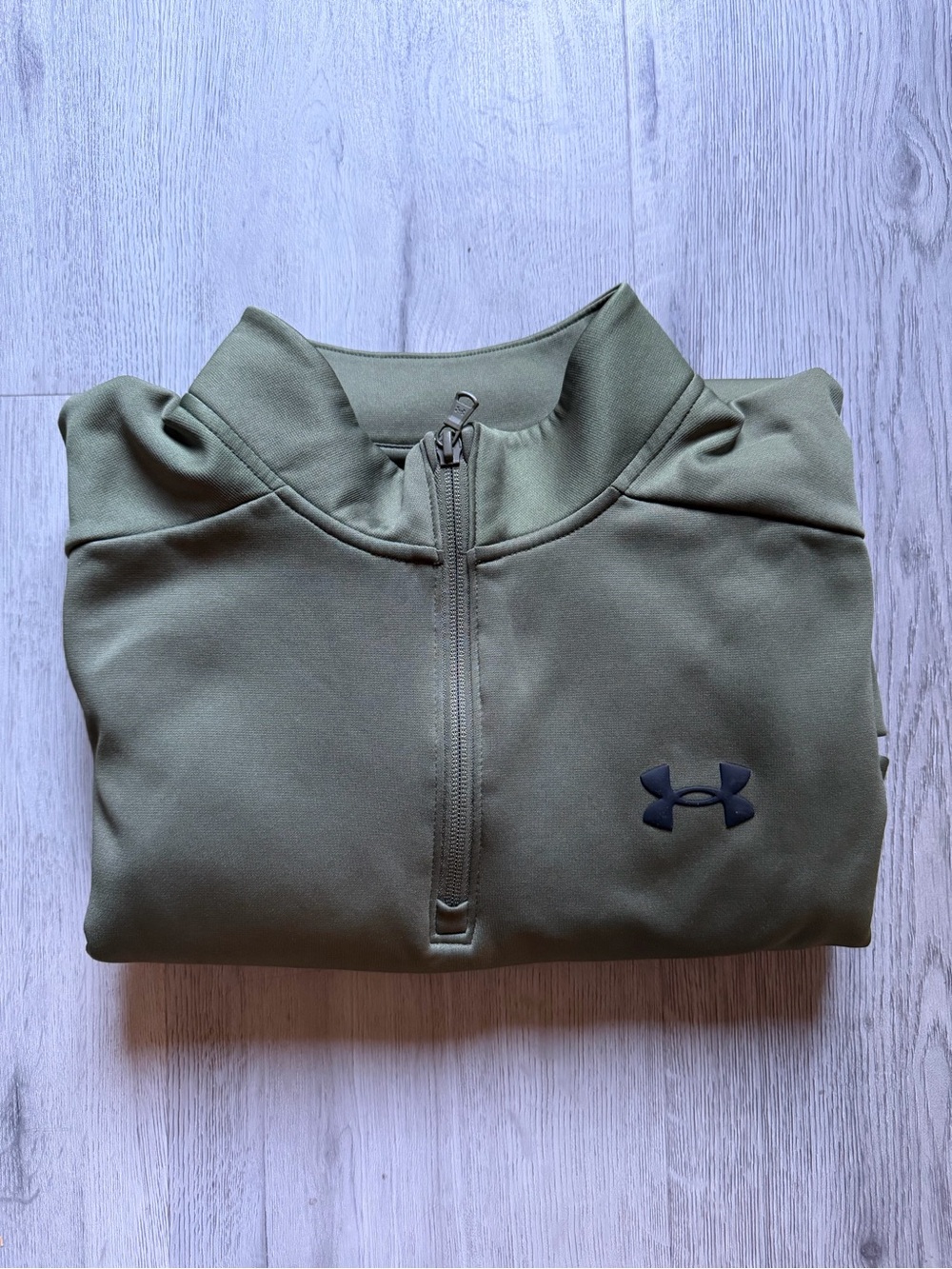 Under Armour Mens Armour Fleece 1/4 Zip Pullover Olive Green Large LG Loose Fit